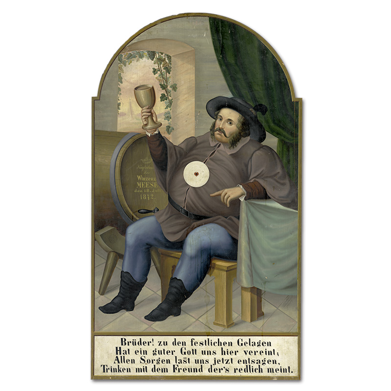 Pamätný strelecký terč namaľovaný pre pivovarníka Vincenta Meeseho, člena Streleckého spolku v Kežmarku, ktorý vyhral strelecké preteky v streľbe "do klinca" (Nagelschuss) dňa 18. júla 1872.